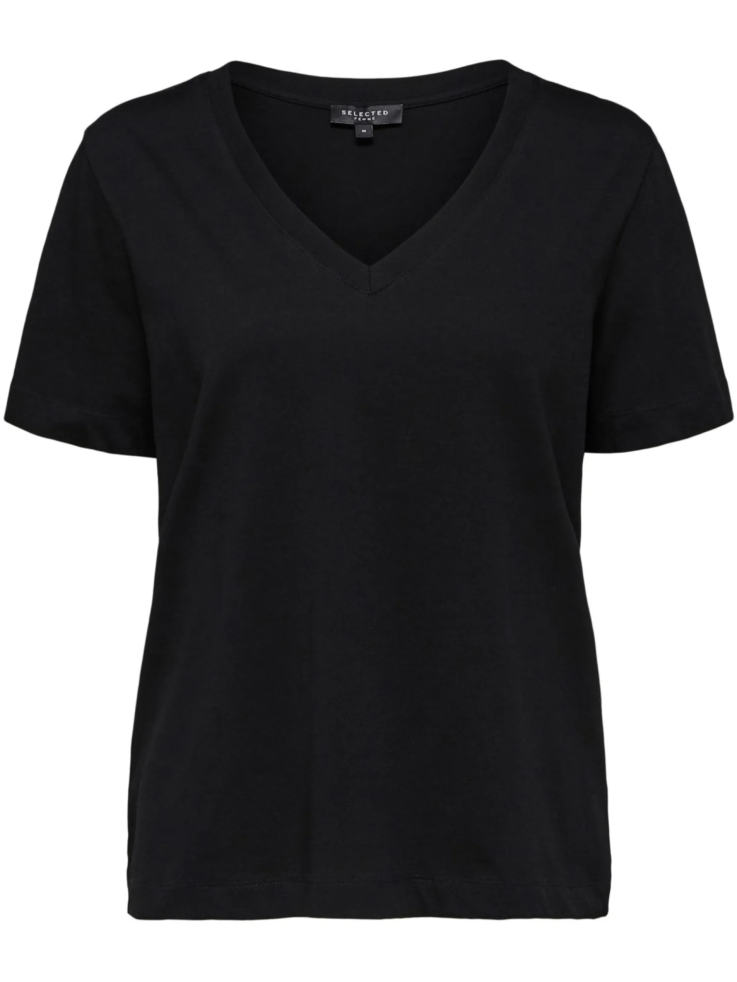 Cheap Selected Basic T-Shirt Met V-Hals Standard Black