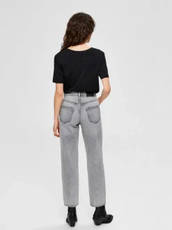 Cheap Selected Basic T-Shirt Met V-Hals Standard Black