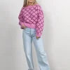 New Selected Bedrukt Gecropt Sweater Olivia Moonlite Mauve