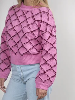 New Selected Bedrukt Gecropt Sweater Olivia Moonlite Mauve
