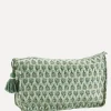 Hot Madam Stoltz Bedrukte Toilettas Met Kwastje Light Green/Aqua/Brown