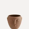 Hot Madam Stoltz Bloempot Met Gezicht Opdruk Matt Terracotta