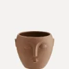 Hot Madam Stoltz Bloempot Met Gezicht Opdruk Matt Terracotta