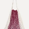 Sale Les Soeurs Crochet Market Bag Eleonora Ecru/Bordeaux