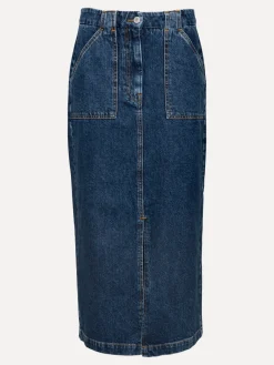 Hot Les Soeurs Denim Midi Rok Amelie Dark Blue Denim