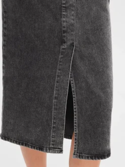 Best Sale Selected Denim Midi Rok Cali Dark Grey Denim