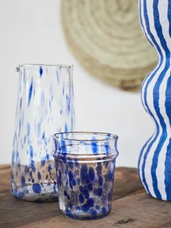 Outlet Madam Stoltz Drinkglas Clear Blue