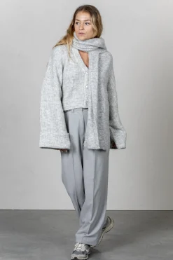 New Selected Gebreide Sjaal Lulu Linna Light Grey Melange