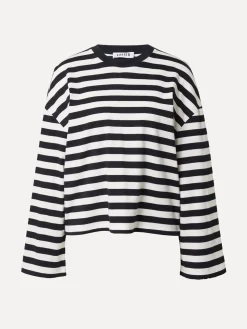 Hot Edited Gestreept T-Shirt Met Lange Mouwen Delfia Black & White Stripes