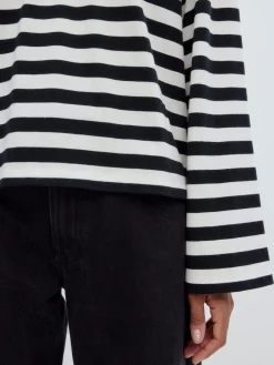 Hot Edited Gestreept T-Shirt Met Lange Mouwen Delfia Black & White Stripes