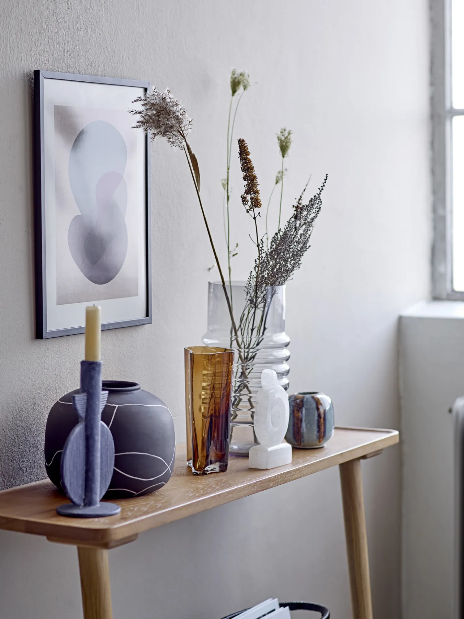 Store Bloomingville Glazen Vaas Benia Brown