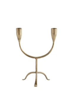 Store Madam Stoltz Handgesmede Dubbele Kandelaar Brass