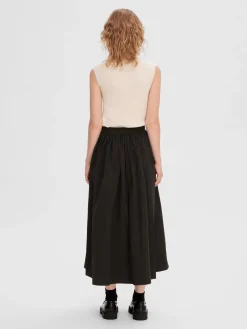 Flash Sale Selected Hoge Taille Midi Rok Libbie Black