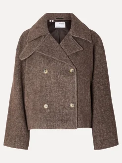 Outlet Selected Korte Wollen Jas Bitta Java Melange