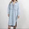 Outlet Les Soeurs Lange Denim Jurk Mel Light Blue Denim