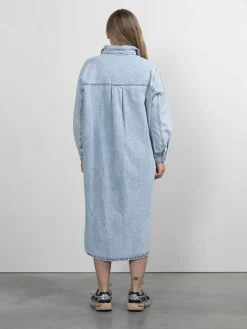 Outlet Les Soeurs Lange Denim Jurk Mel Light Blue Denim