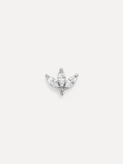 Clearance Les Soeurs Oorbel Jolie Triple Leaf Silver Clear