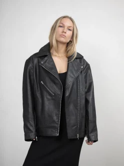 Clearance Edited Oversized Leren Jas Lulia Black