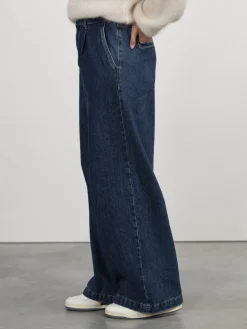 Clearance Les Soeurs Pleated Denim Aras Dark Blue