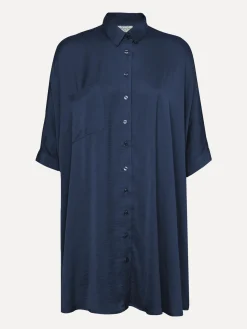 Shop Les Soeurs Satijn Blousejurk Mason Dark Blue