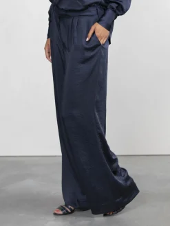 Clearance Les Soeurs Satijn Rechte Broek Adele Navy
