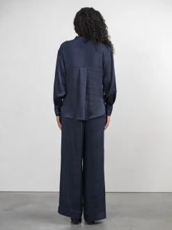 Clearance Les Soeurs Satijn Rechte Broek Adele Navy
