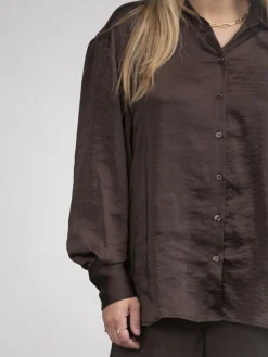 Online Les Soeurs Satijnen Blouse Abigael Dark Brown