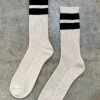 Cheap Le Bon Shoppe Sokken Grandpa Varsity Oatmeal Black Stripe