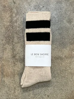 Cheap Le Bon Shoppe Sokken Grandpa Varsity Oatmeal Black Stripe