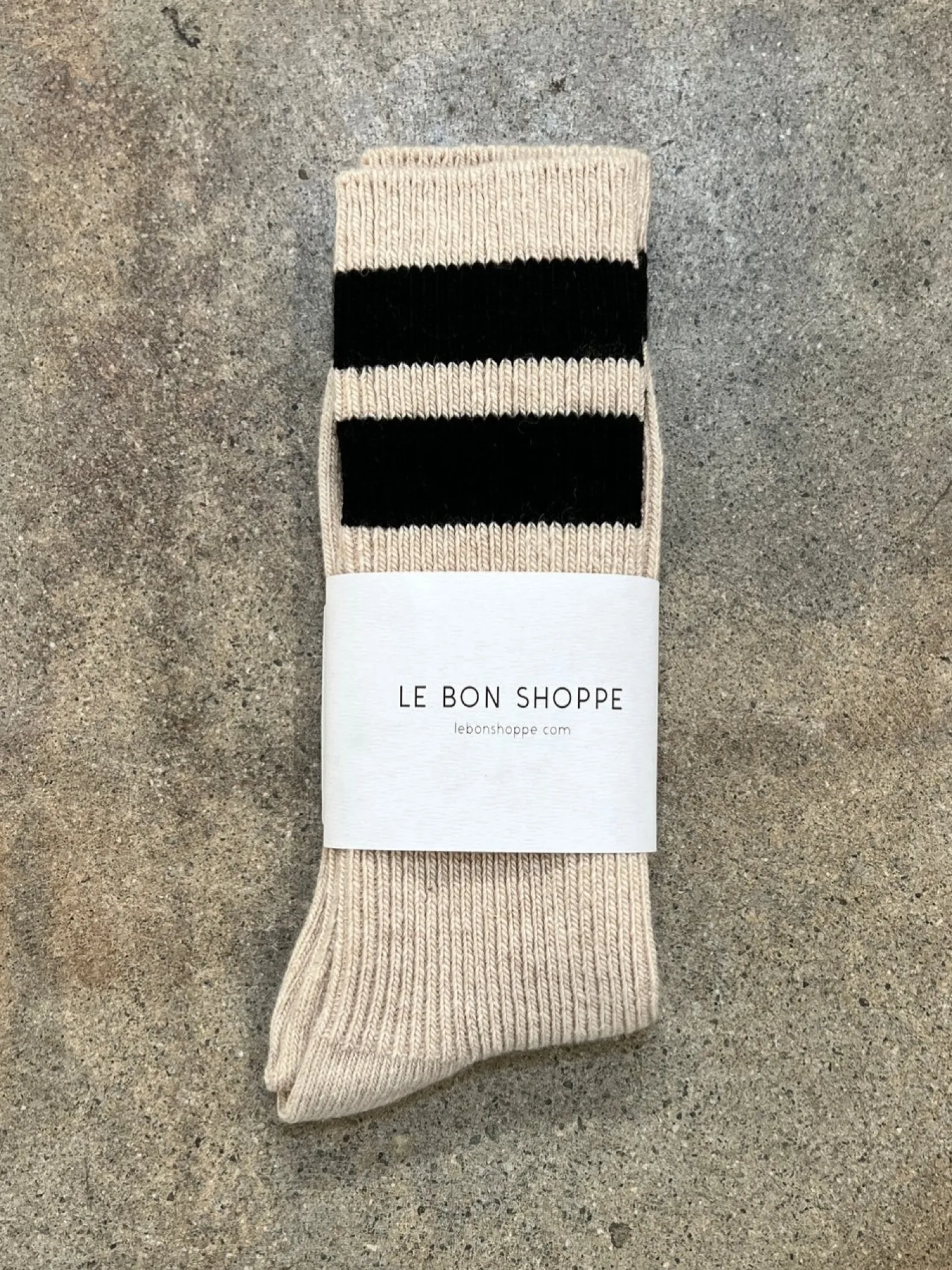 Cheap Le Bon Shoppe Sokken Grandpa Varsity Oatmeal Black Stripe