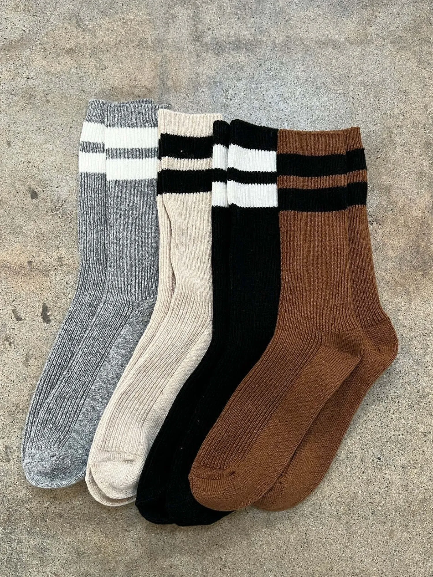 Cheap Le Bon Shoppe Sokken Grandpa Varsity Oatmeal Black Stripe
