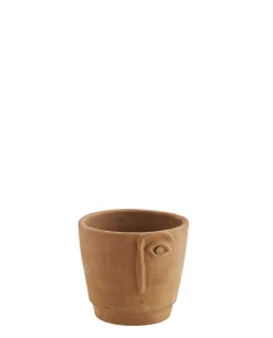 Hot Madam Stoltz Terracotta Bloempot Gezicht Brown