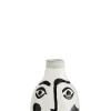 Sale Madam Stoltz Terracotta Vaas Met Gezicht Black White