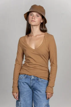 Best Sale Les Soeurs Vegan Leren Bucket Hat Penny Toffee