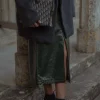 Best Les Soeurs Vegan Leren Midi Rok Alexia Dark Green