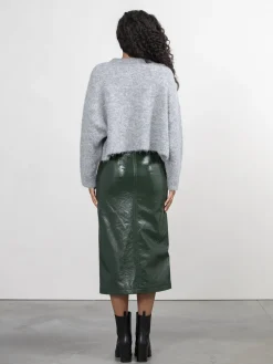 Best Les Soeurs Vegan Leren Midi Rok Alexia Dark Green