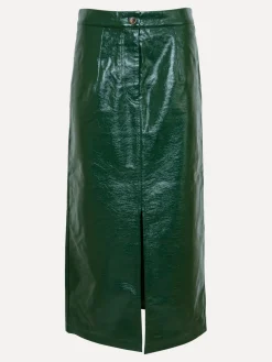 Best Les Soeurs Vegan Leren Midi Rok Alexia Dark Green