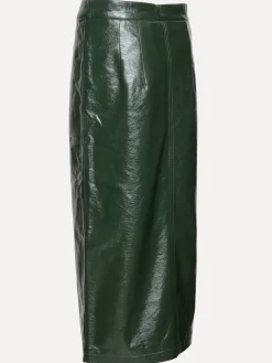 Best Les Soeurs Vegan Leren Midi Rok Alexia Dark Green