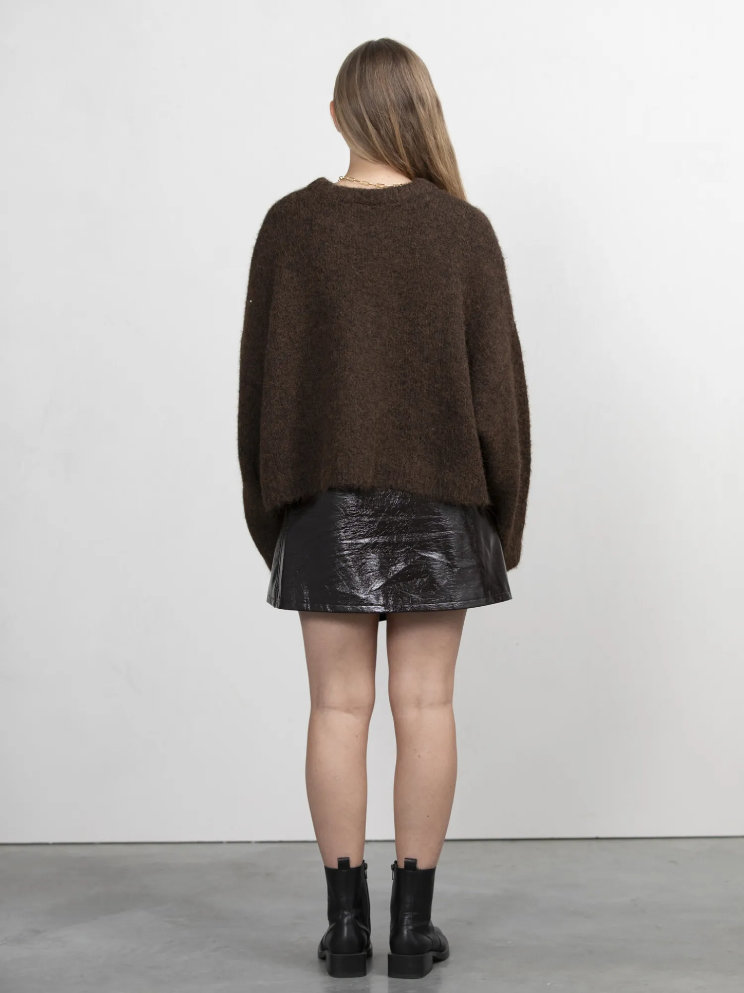 New Les Soeurs Vegan Leren Mini Rok Avery Dark Brown