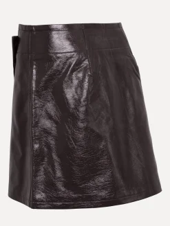 New Les Soeurs Vegan Leren Mini Rok Avery Dark Brown